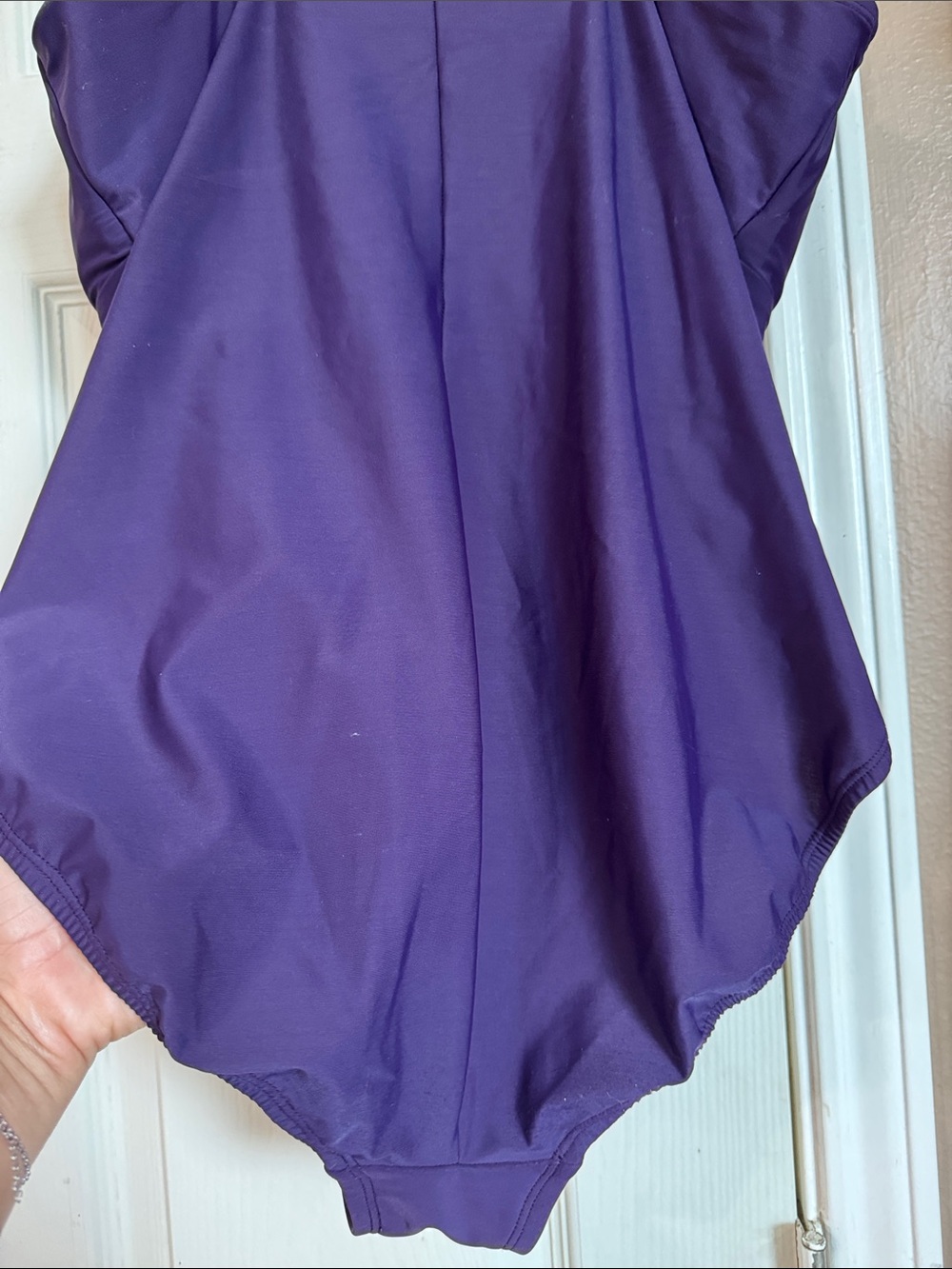Lands' End Deep Purple V-Neck Ruched One-Piece Swimsuit - Picture 9 of 10